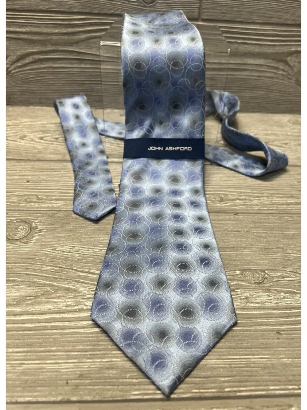 John Ashford Silk Blue Circles Stain Resistant Necktie Tie Macy’s Exclusive